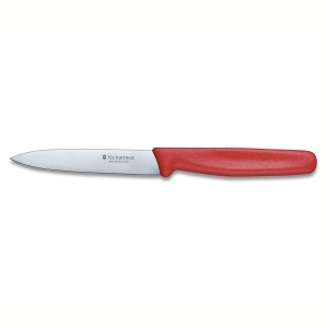 סכין ירקות חלקה אדום להב שפיץ VICTORINOX 10cm