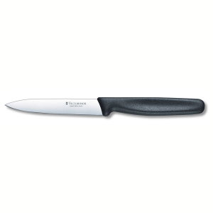סכין ירקות חלקה שחור להב שפיץ VICTORINOX 10cm