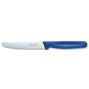 סכין ירקות משוננת כחול להב עגול  VICTORINOX 11cm
