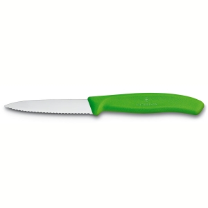 סכין ירקות משוננת ידית עבה ירוק להב שפיץ VICTORINOX 11cm