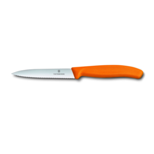 סכין ירקות משוננת ידית עבה כתום להב VICTORINOX 11cm