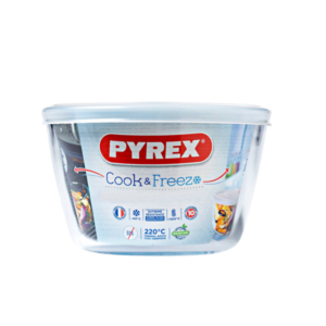כלי אחסון עגול + מכסה 1.6 ליטר Pyrex