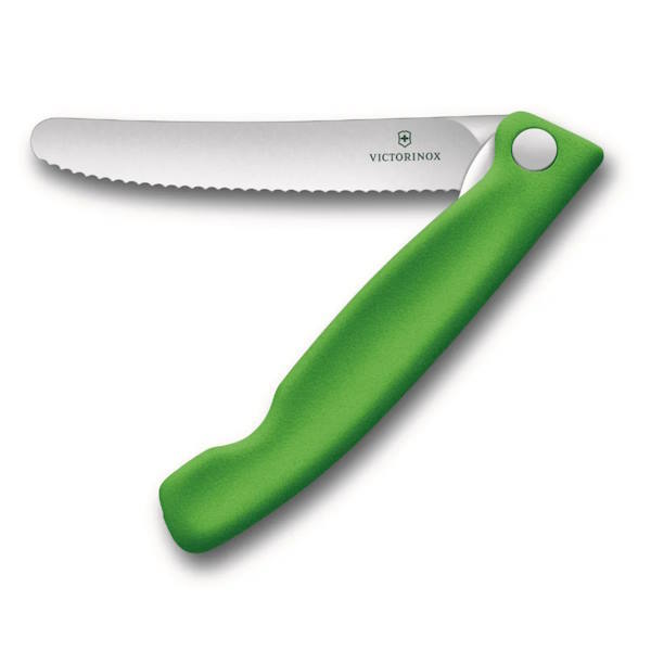 סכין ירקות מתקפלת להב משונן ידית ירוקה Victorinox